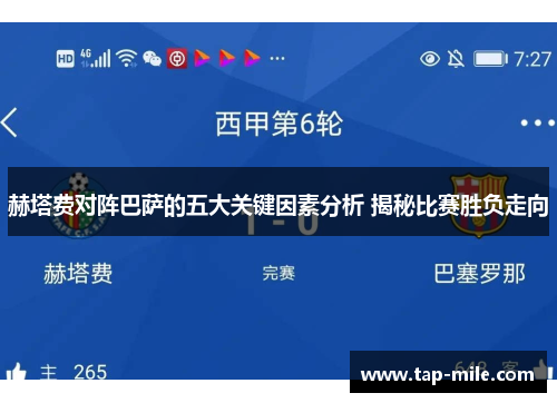 赫塔费对阵巴萨的五大关键因素分析 揭秘比赛胜负走向